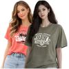 Indian Women's Casual Round Neck Graphic Printed Multicolor T-Shirt Pack Of 2