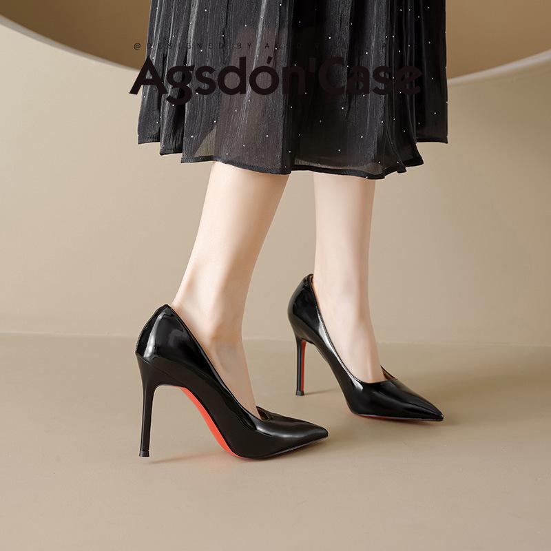 Augustine black high heels new autumn French pointed thin heels commuter professional shallow mouth single shoes