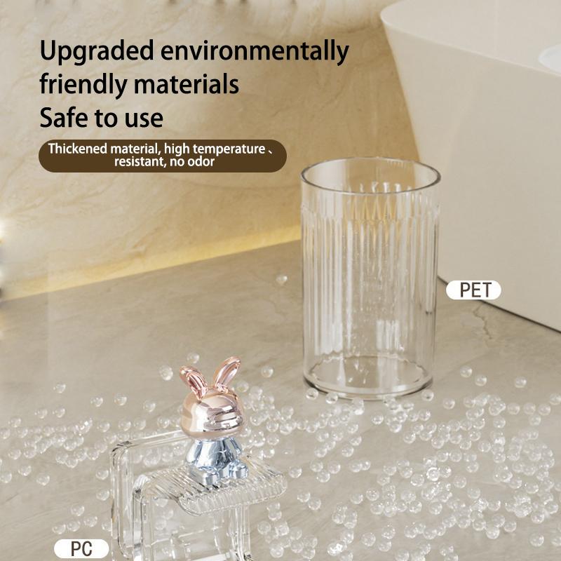 Cute Rabbit Toothbrush Rack Bathroom Wall-Mounted Electric Toothbrush Cup Punch-Free Mouthwash Cup Hanger