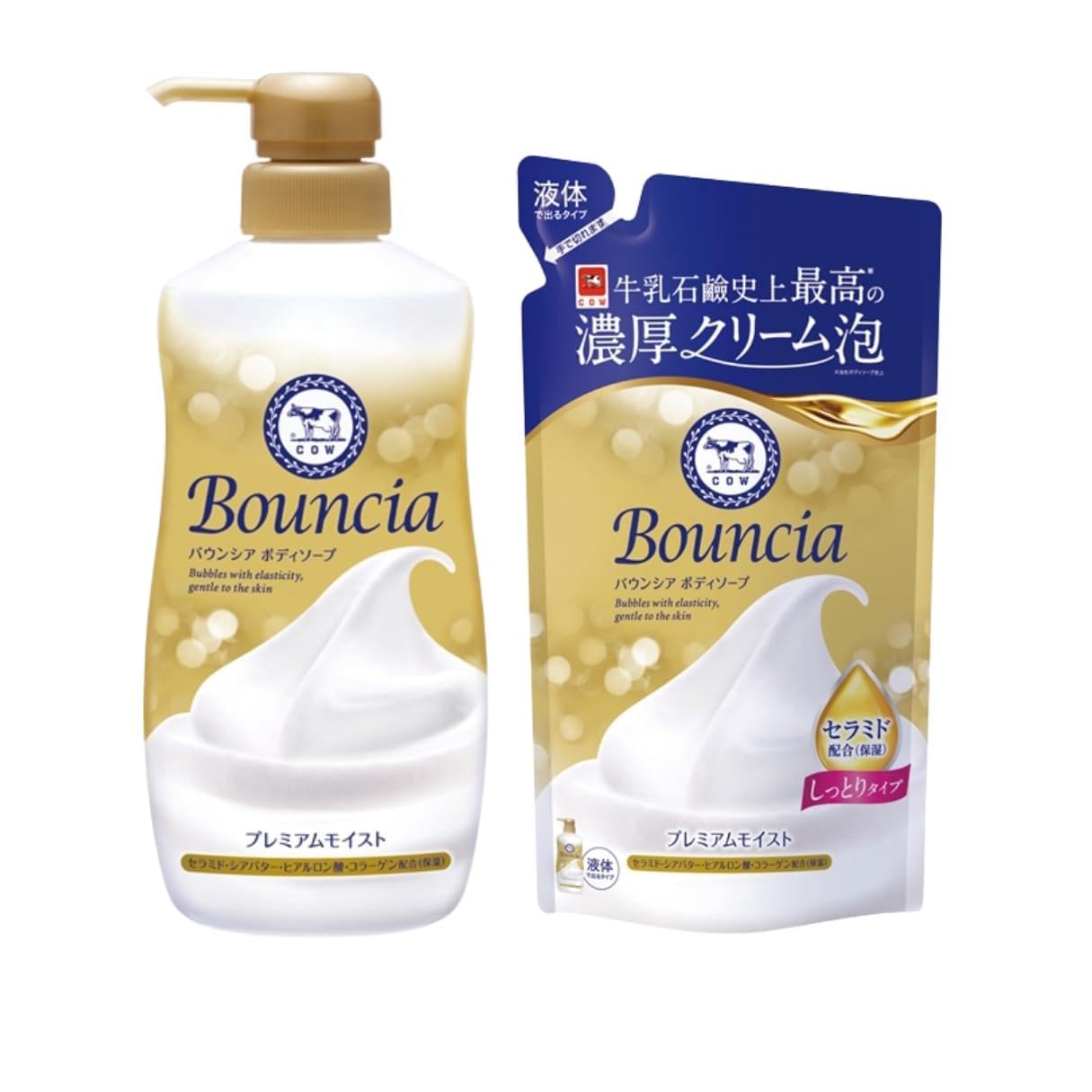 

[Main Unit + Refill Set] Premium Moist Body Soap - 460ml (1 bottle) + 340ml (1 bottle) Refill (Total 800ml) + Bonus Item - Rich Creamy Foam