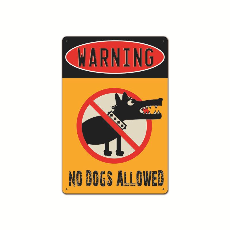 Vintage Tin Art of Courtyard Dog: Garden No - Entry Warning Sign for Home Decoration