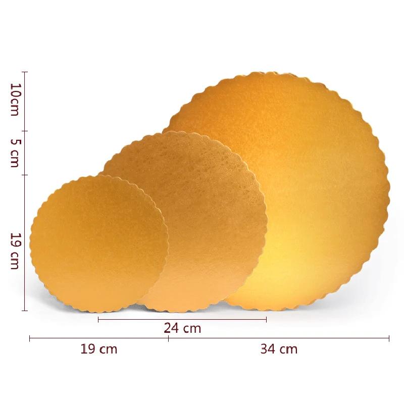 5pcs 6/8/12inch Cake Hard Paper Pad Wedding Birthday Party Trays Gold Card Board Flower Lace Round Cake Boards Cake Decorating