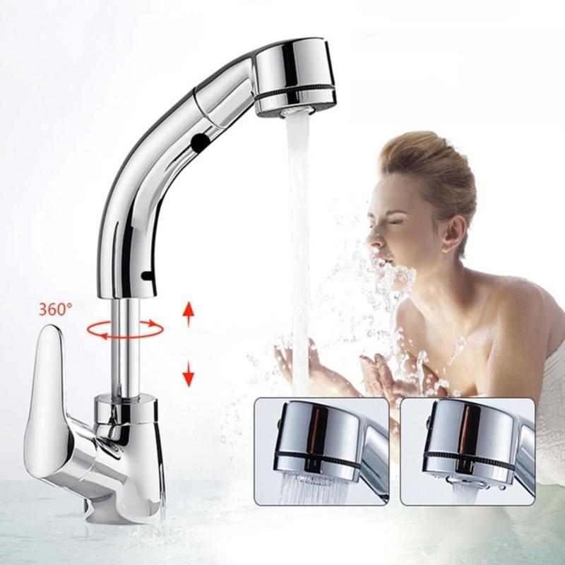 Bathroom Pull Out Faucet Lift Up And Down Basin Faucet Rotatable Mixer Tap Stretchable Lavatory Sink Mixer Faucet