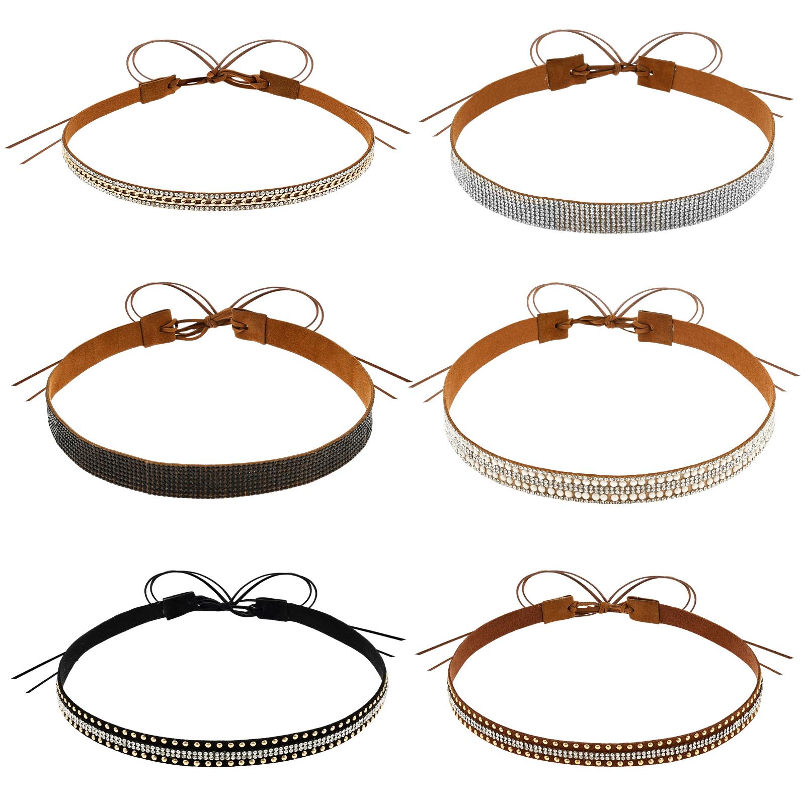

6Pcs Bling Rhinestone Hat Bands Adjustable Western Cowboy Diamond Bling Decorative Hat Belt for Men Cowgirl Panama Straw Cap