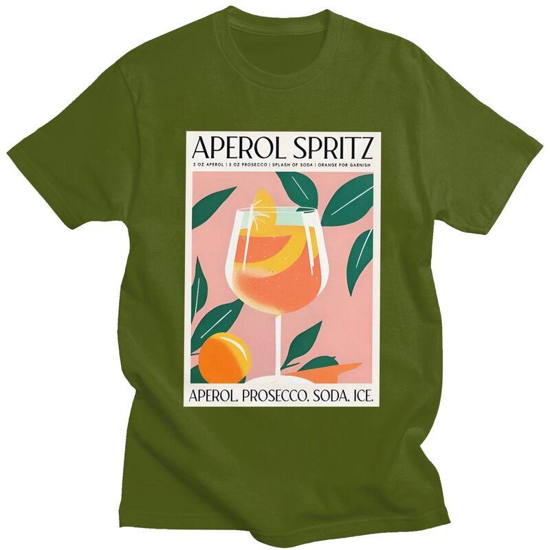 Custom Vintage Cocktail Drink Orange Spritz Aperols T Shirt Men Short Sleeve Tshirts Casual Tee Pure Cotton Slim Fit Tshirt