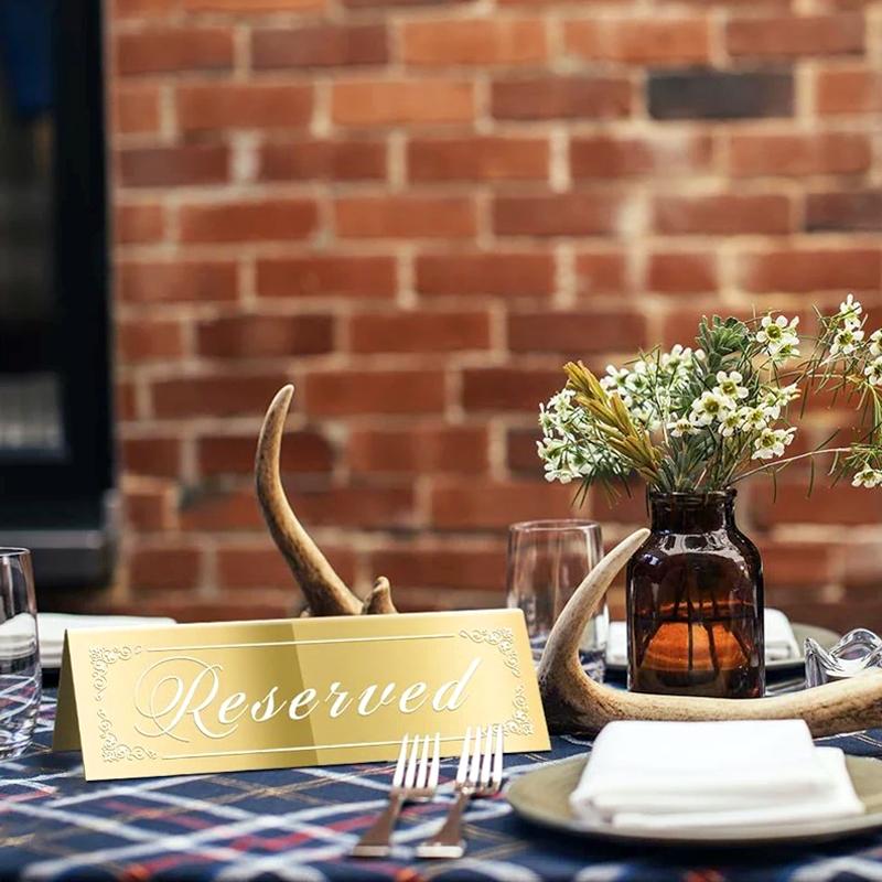 1/5/12Pcs/Pack Reserved Table Signs Wear-resistant Wedding Waterproof Acrylic Guest Reservation Gold Reserved Signs