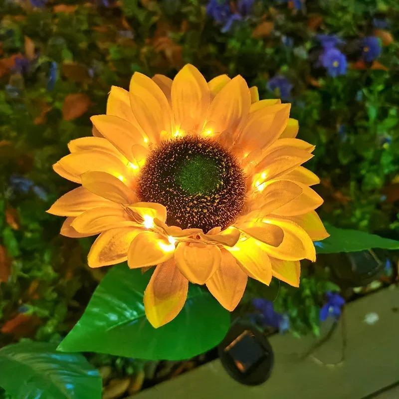 Solar LED Fairy Lights Outdoor Simulated Sunflower Lawn Lamp Garden Ground Light Wedding Valentine's Day Ramadan Decoration