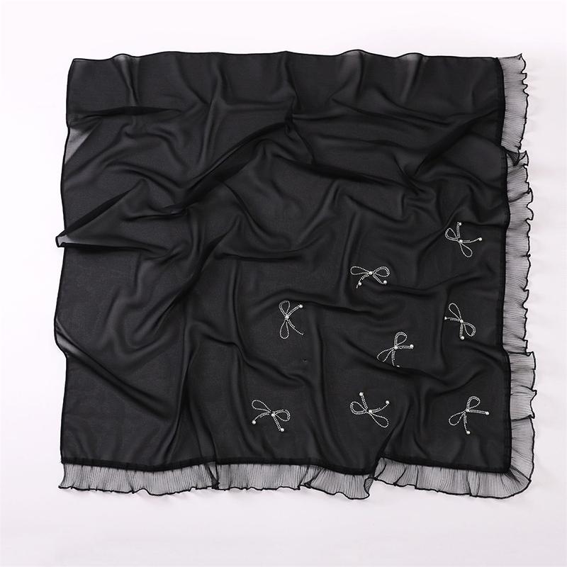 

Мусульманский шифоновый однотонный квадратный хиджаб-шарф с жемчужными пузырьками для женщин, шарфы-хиджабы, трикотажные хиджабы, исламская повязка-тюрбан, шали-обертки 175x70 CM