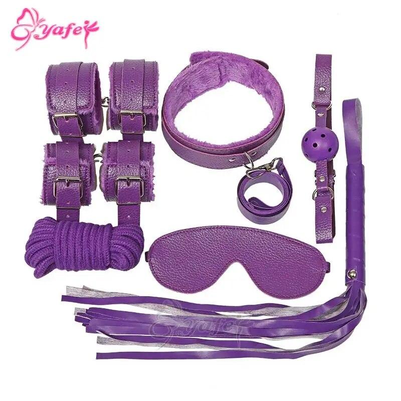 7 PCS/SET Sex Leather Bdsm Bondage Kit Bed Restraints SM Slave Fetish Handcuff Sex Toys for Couples Sexy Erotic Toys Sex Tools