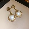 Pre-Owned Floral Geometric Rhinestone Jewelry Set with Clavicle Necklace & Earrings In Turquoise and Pearl Tones