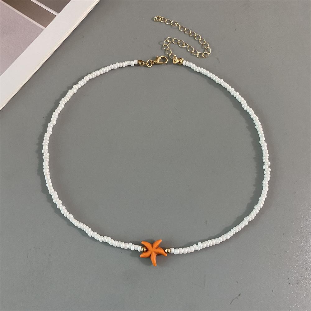 Shell Starfish Woman Short Necklace Summer Holiday Gift Handmade Choker Seed Beads Neck Jewelry White