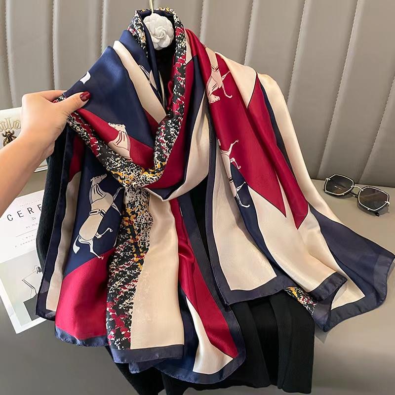Spring Dustproof Print Shawls Winter Ethnic Style Satin Scarves Fashion Sunscreen Beach Towel Popular 180X90Cm Big Bandanna