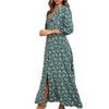 Böhmisches Maxikleid mit Blumendruck Damen Langarm Locker Hohe Taille Lässig Strand Boho