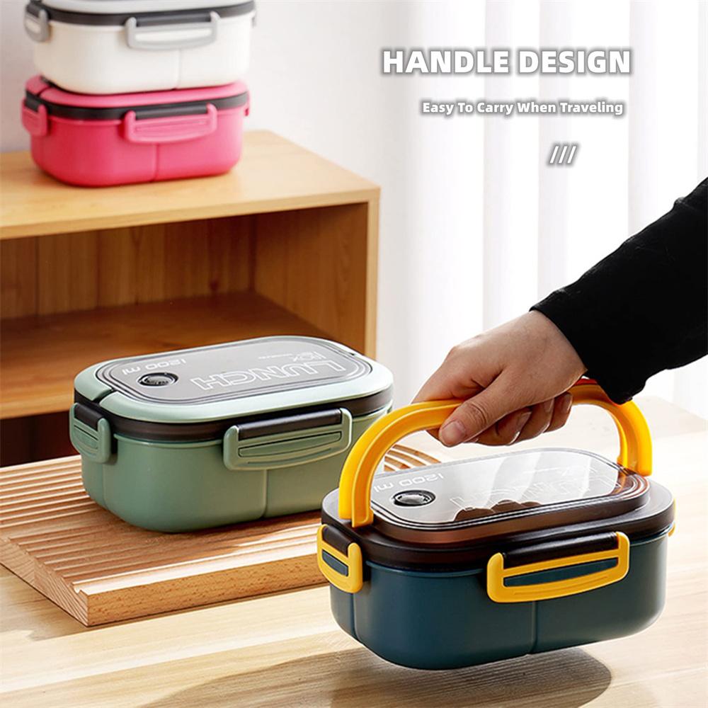1200ml Lunch Box Bouble-layer Bento Lunch Box With Spoon Fork Portable Kid Bento Box with Compartments For Office Camping School