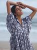 Women's Floral Tie-Back Casual Cotton Dress - Short Sleeve & Loose Fit for Beach Holidays