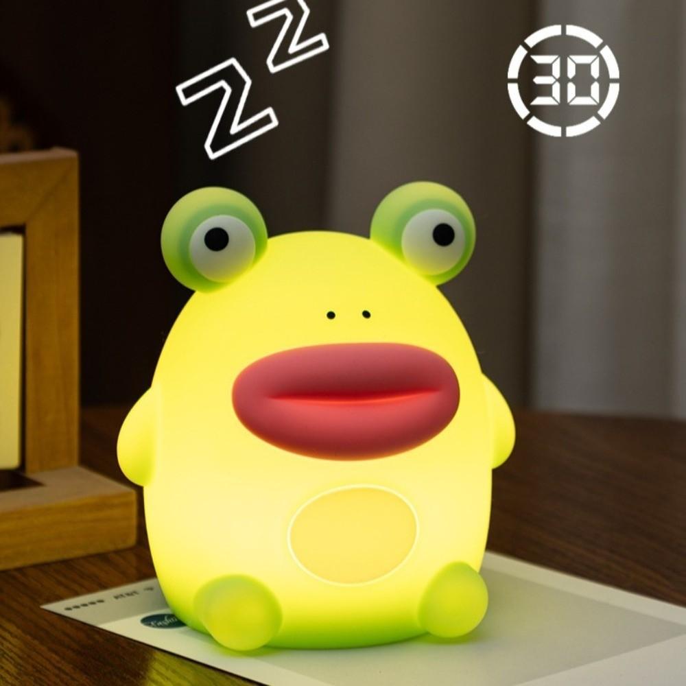 Cute Dimmable Nursery Nightlight Rechargeable Bedside Table Lamp Silicone Frog Night Lamp  Bedrooms