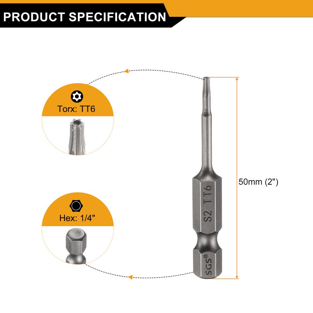 1/3/5pcs TT6-TT50 Security Torx Head Screwdriver Bit 1/4" Hex Shank Magnetic Tamper Proof 6 Point Star Screw Driver Drill Bits