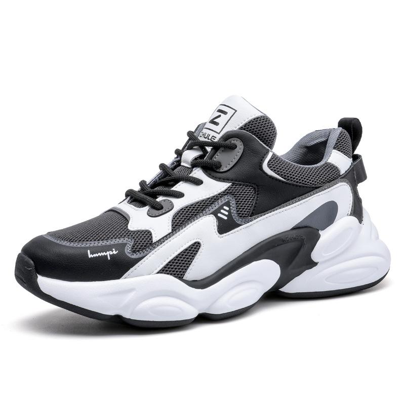 Leather dad shoes sports  leisure men's shoes autumn  winter velvet running shoes new men's mesh shoes
