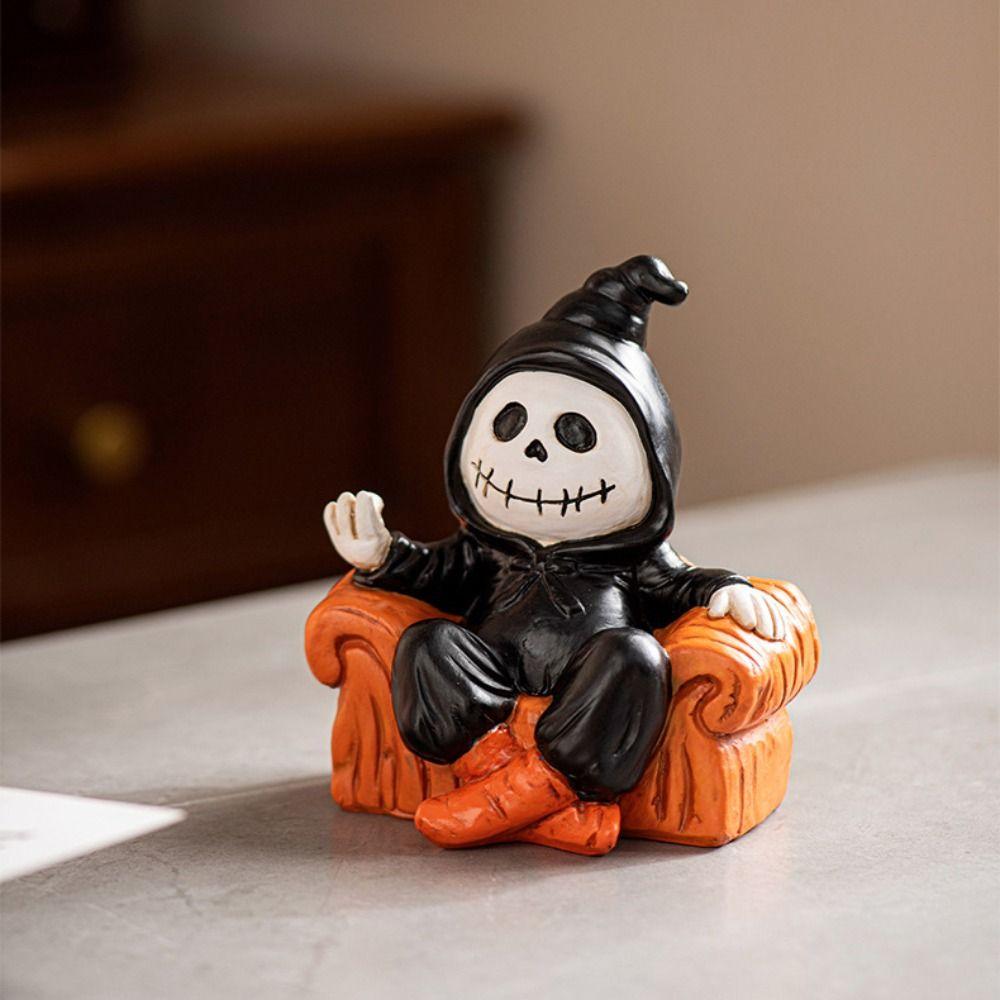 Resin Halloween Sofa Ghost Figure Spooky Ghost Statue Ornament Funny Ghost Art Sculpture  Bedroom