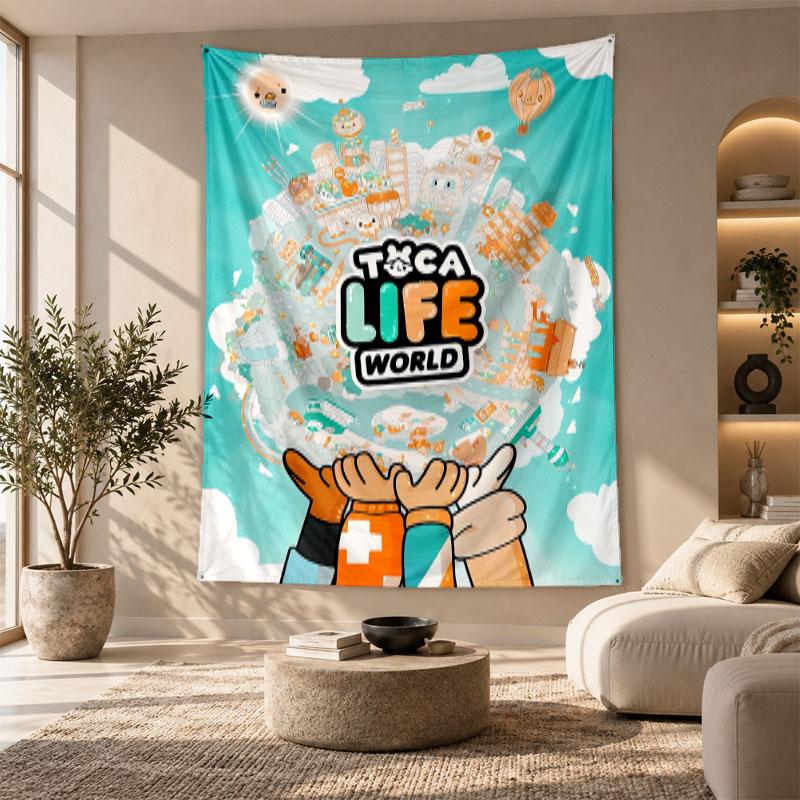 Decorative Tapestry,Toca Boca Printed Wall Art, Lightweight Wall Hanging For Bedroom Background