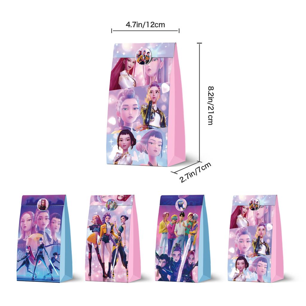 12 Stück/Set Dämonenjäger Süßigkeiten Papiertüte Kraftpapier Handtasche Kpop Party Papier Geschenktüte Kinder Geburtstagsfeier Geschenke Verpackungsbeutel