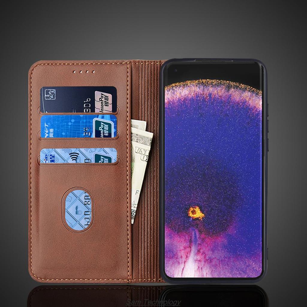 Magnetische Anziehungskraft Ledertasche für OPPO Find X5 6,55" Kartenhalter Holster Flip Cover Tasche Brieftasche Handytaschen Fundas Coque