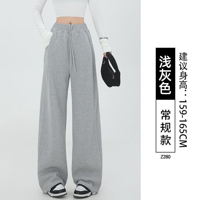 Lamb wool sweatpants women's autumn and winter new black leggings small fleece thickened Harlan sweatpants