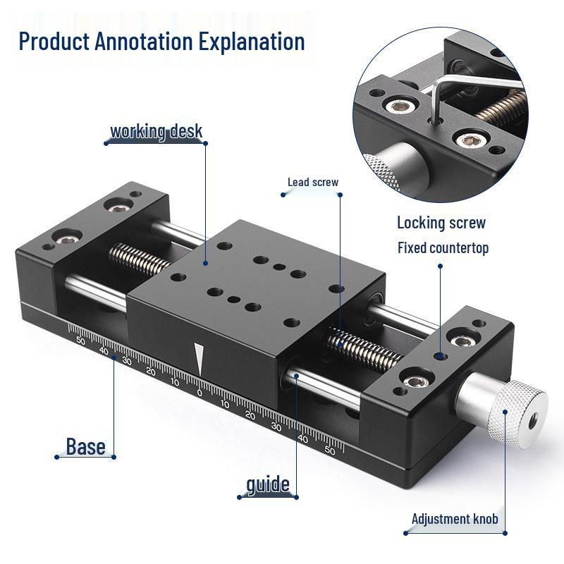 Heavy Load Precision Linear Slide Table with Fine-tuning Screw Rod - 50/80/100 Stroke