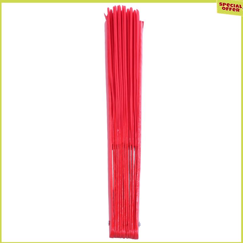 A34R 6X Bamboo Structure Of Kung Fu Tai Chi Wushu Martial Arts Hand Fan Red