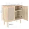78x38x82cm Buffet Cabinet with Rattan Decor Doors Solid Wood Feet Multifunctional Sideboard Cabinet for Dining Room Kitchen