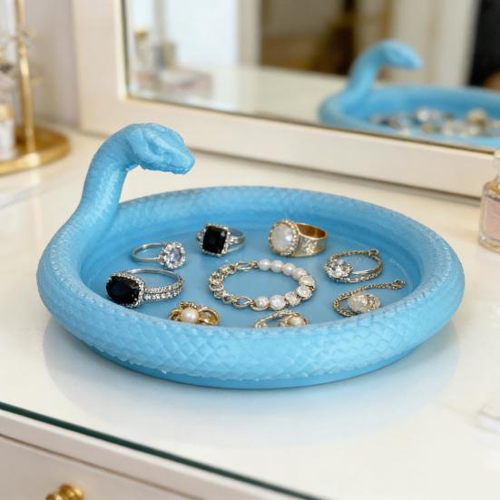 3D Printed Snake Tray Desktop Decorative Trinket Dish Multifunctional Jewelry Display Tray for Bracelet Earring Necklace