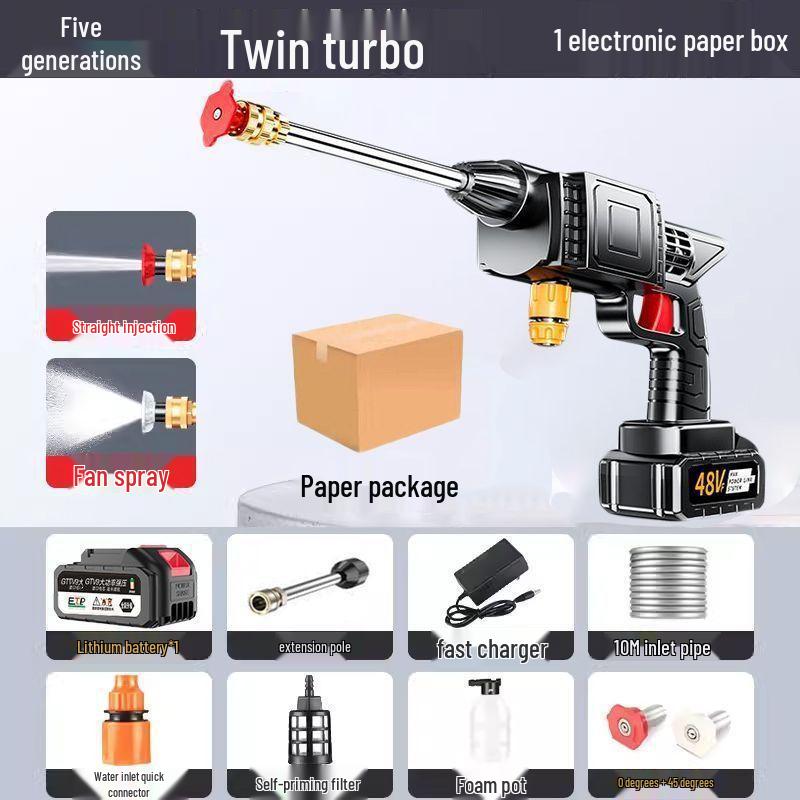 

Cordless High-Pressure Car Wash Gun: Multi-Use for Car Cleaning & Gardening 9999mAh (Replacement Warranty)