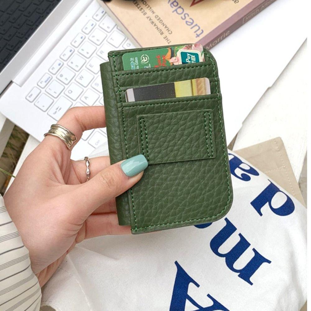 Kurze Clutch-Tasche im koreanischen Stil PU-Leder Umschlag Wechselgeldbörse Schlichtes Litschi-Muster Geldbörsen Damen