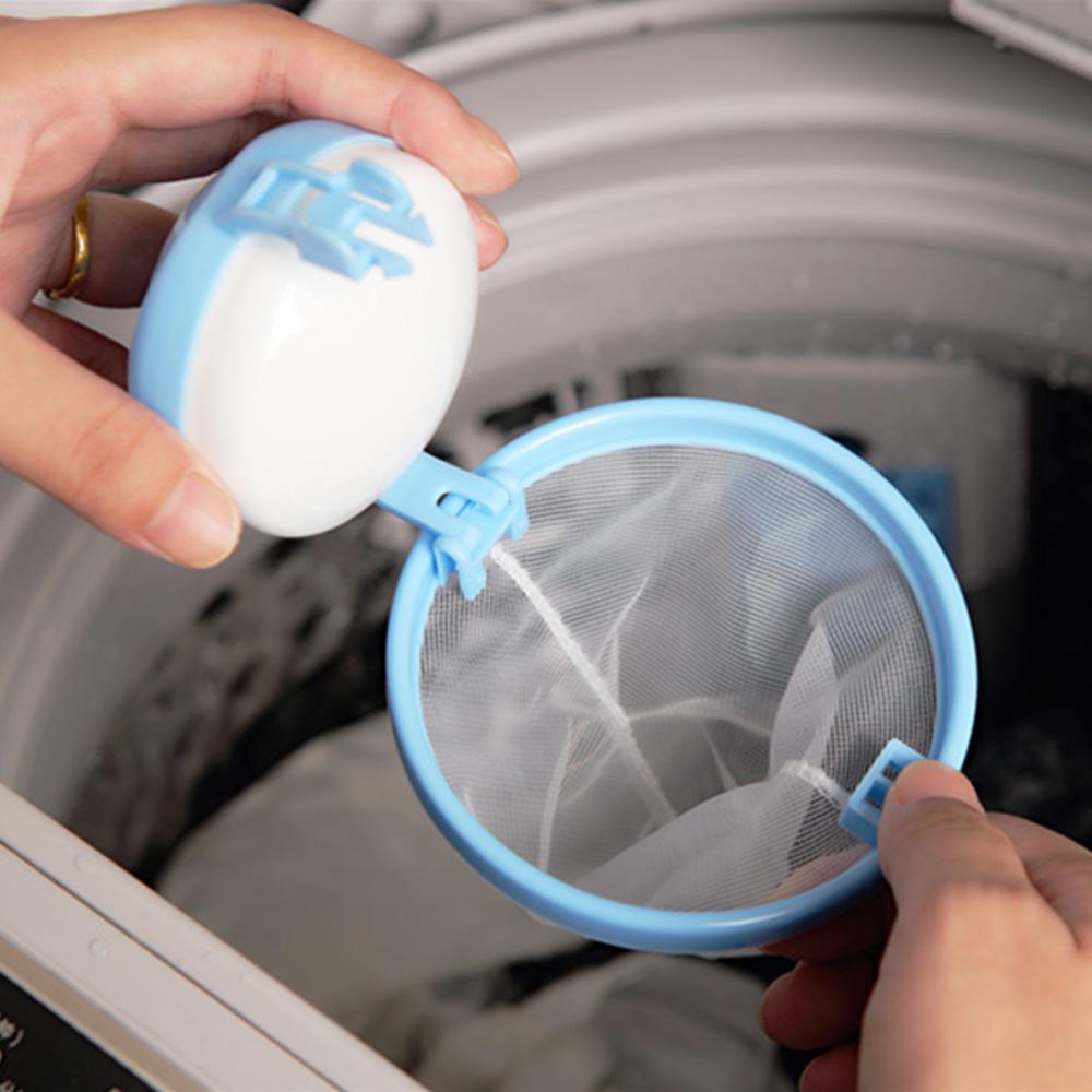 Reusable Washing Machine Floating Lint Mesh Bag Hair Filter Net Pouch Washer Lint Catcher