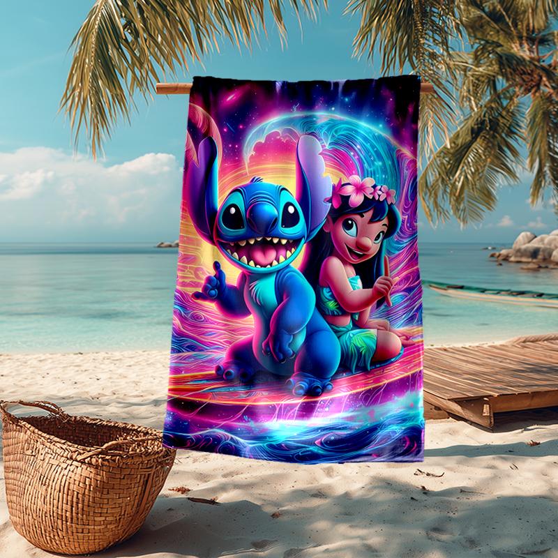 Ultra-Soft Beach Towel with Stitch Theme,Ideal for Pool - Camping, Diving - Perfect Travel Essential, Vibrant Beach Towel.
