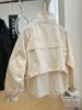 Women's Petite Solid Color Trench Coat - 2025 Spring/Autumn Korean Style, Stand Collar, Loose Fit