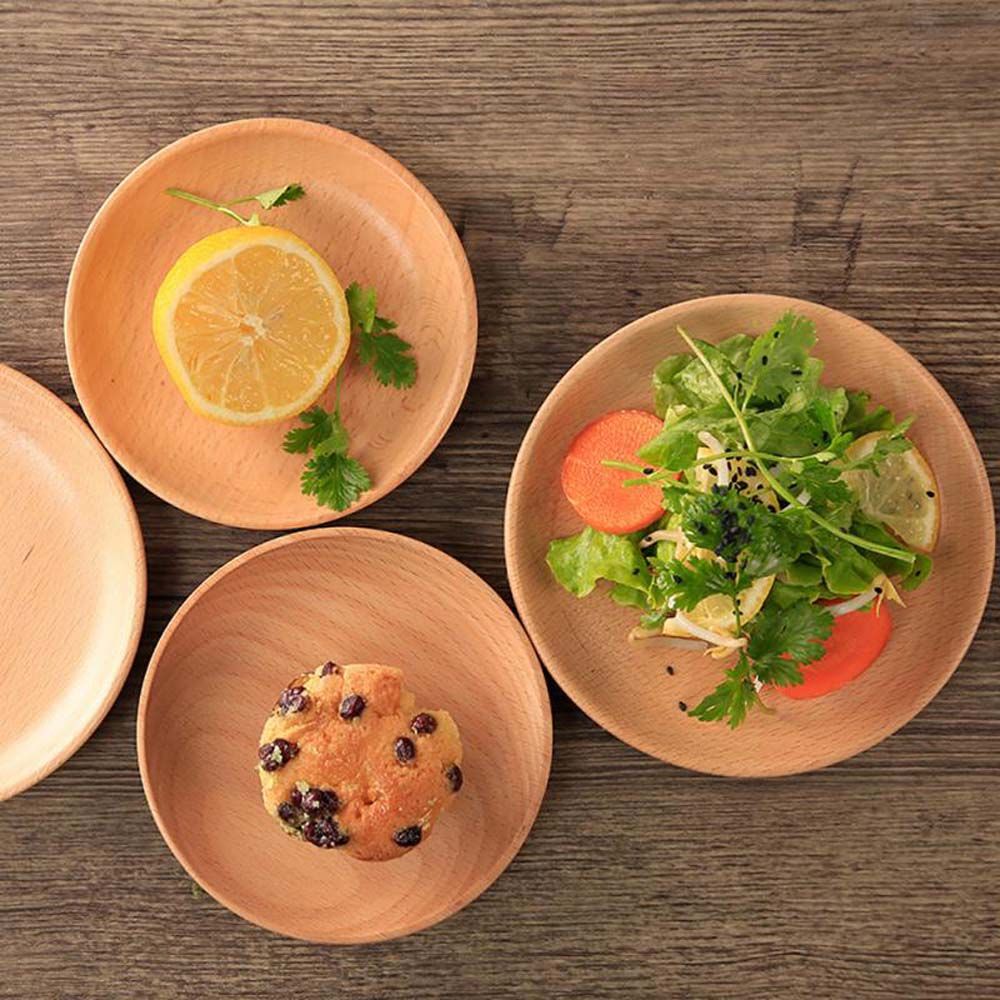 Buchenholz 1 Stück Geschirr Kuchen Buchenholz Obstschale Dessertteller Tischgeschirr Speiseteller Serviertablett
