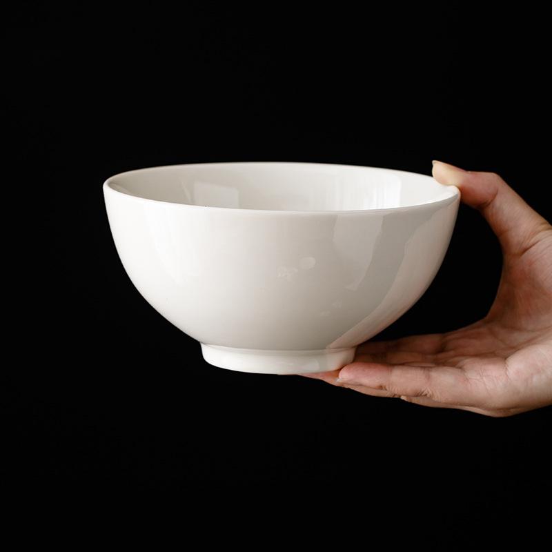 6.2-inch Rice White Porcelain Soup Noodle Bowl, 750ml - Ideal for Salad, Dessert, and Small Noodle Dishes