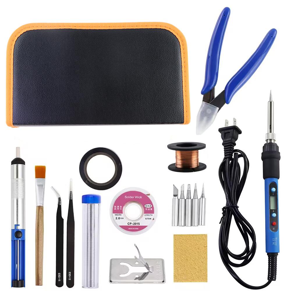 Blue 80W Electric Soldering Iron Digital Display With Switch 110V 220V Adjustable Temperature Solder Welding Desoldering Tools
