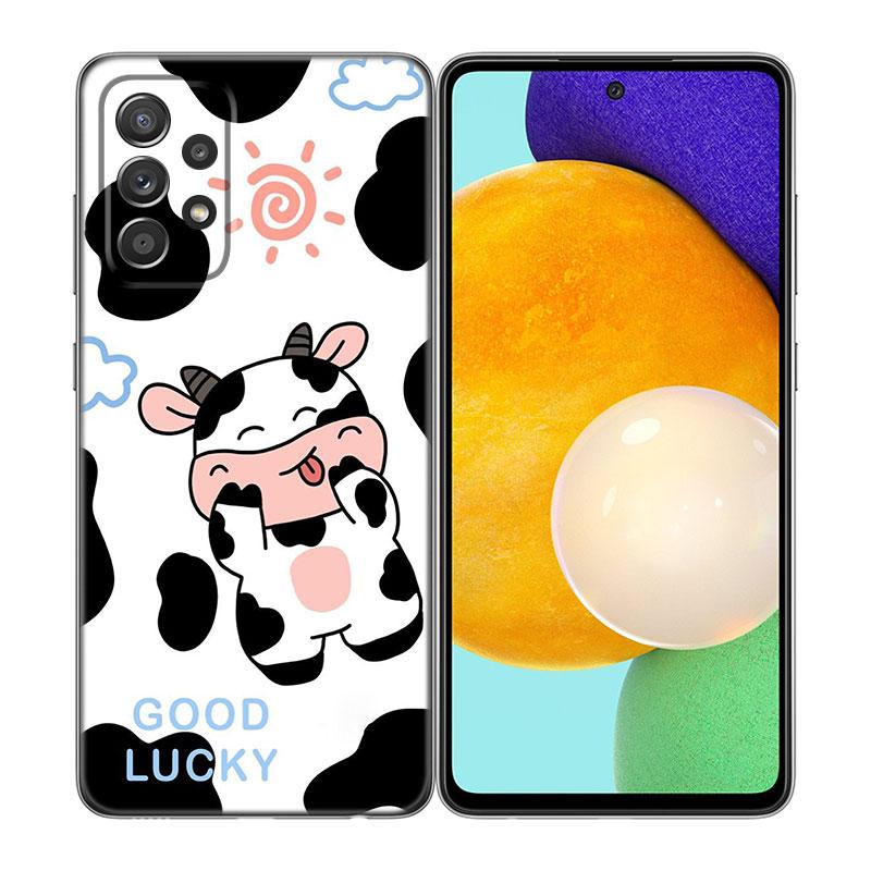 Cow Pattern Black White Case For Samsung A04 A21 A30 A50 A52 S A13 A14 A22 A23 A32 A53 A73 5G A11 A12 A31 A33 A51 A70 A71 A72