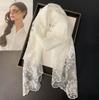 VREOVOR Niche Lace Small Scarf French Super Fairy Embroidered Headband Headscarf Korean Version Neck Women's Spring Summer Soft