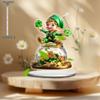 Acrylic Leprechaun Statue with Clover & Golden Pot - Bohemian Style Daytime Decoration - Light-Catching Base - Ideal for Home, Office, Living Room 