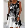 Sleeveless Butterfly Pattern Fashion Women Mini Dresses Summer 3D Printed Elegant Ladies Dress Pocketless Loose Plus Size Dress