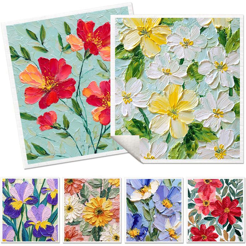 6PCS Patterned Swedish Dishcloths Biodegradable Eco-Friendly Dish Towels Reusable Absorbent Kitchen Washable Cleaning Cloths