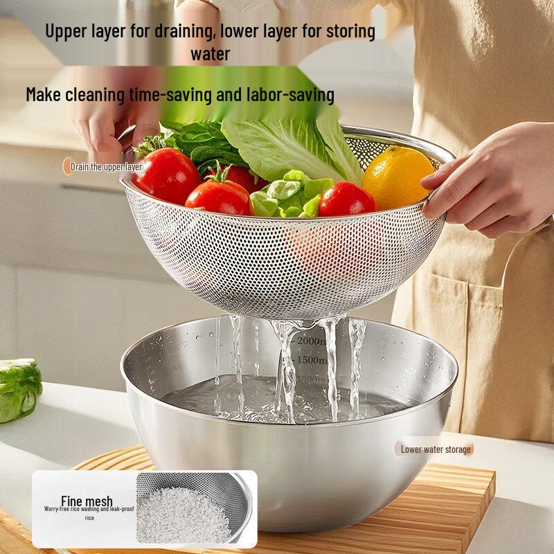 ZISIZ 316 Stainless Steel Vegetable Washing Drain Basket