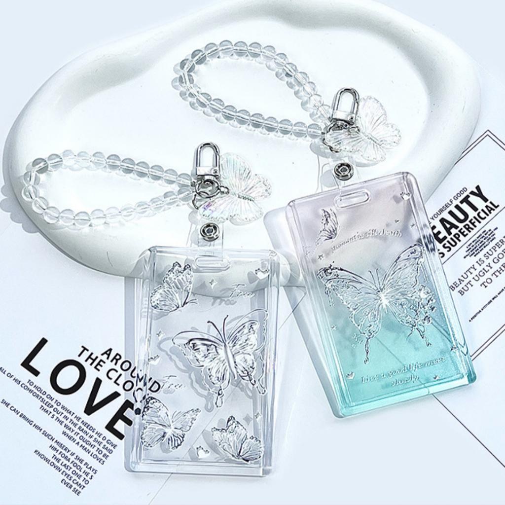 Butterfly Card Holder Stylish Transparent Card Sleeve Protective Card Cover Clear For Transit Pass