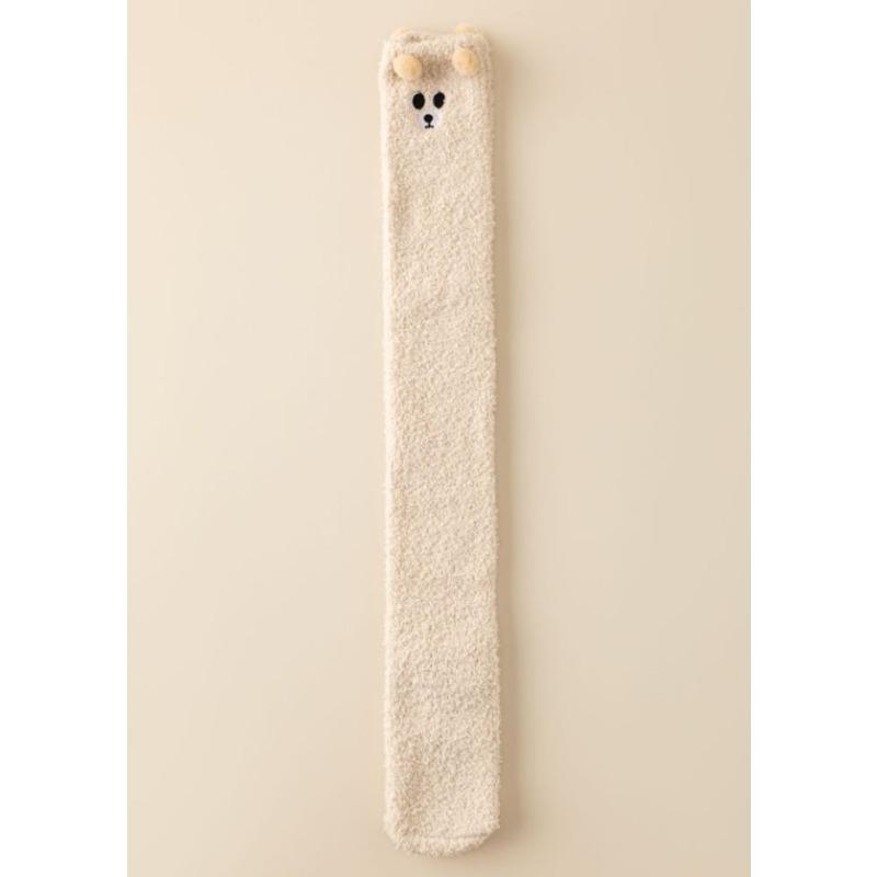 Winter and Autumn Elongated Knee-length Socks, Coral Fleece Women's Socks, Cartoon Embroidered Animal Women's Socks, Thick and Warm Socks