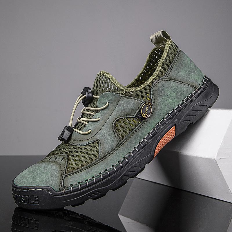 

Men s shoes summer mesh breathable shoes men s sports and leisure mesh shoes versatile non-slip wear-resistant outdoor mesh shoes 46 зелёный
