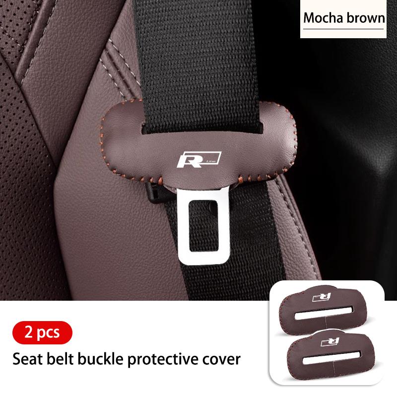 2/5pcs Leather Seat Belt Buckle Protective Cover Wear Resistant For Volkswagen VW Golf 4 5 6 7 GTI Tiguan Passat B5 B6 B7 CC