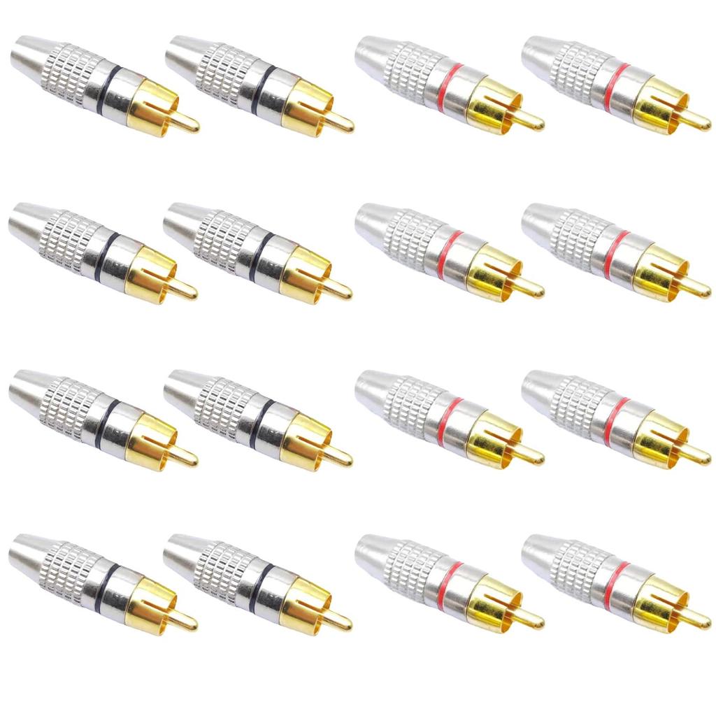 Karim RCA Pin Male Gold for DIY Vacuum Tube Stereo Socket Red and Pack of 16 Plugs, Terminals, Connectors, Plated, Audio, Amplifiers, Cables, Black,